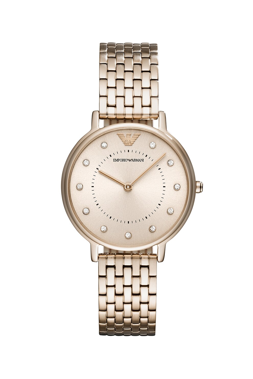 Emporio Armani, Ceas analog decorat cu cristale zirconia, Auriu